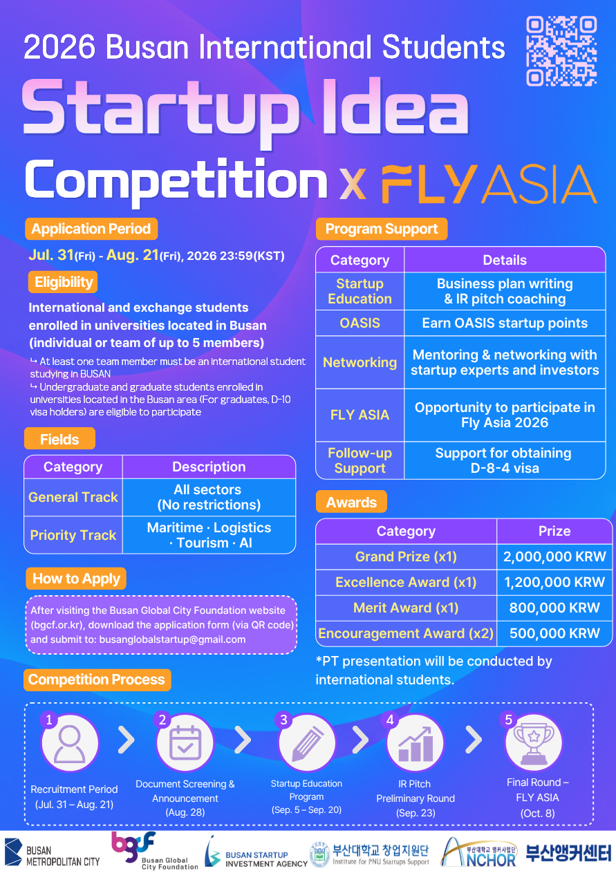2026 Busan Startup Idea Competition for International Students poster